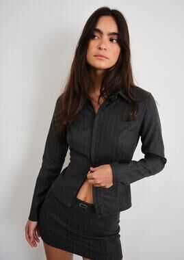 Feners NWT Delirio Pinstripe Jacket Gris Charcoal Grey Small S